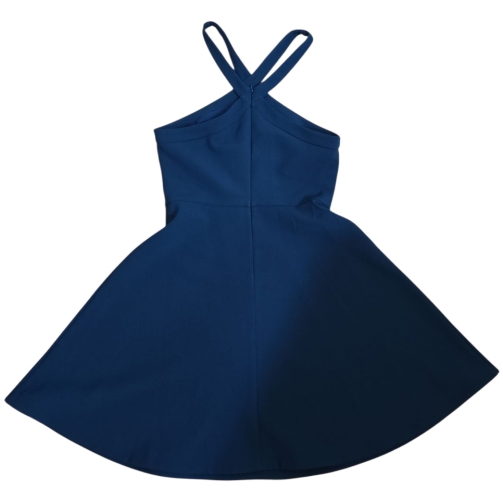 Likely Ashland Fit and Flare Halter Dress 6 Deep Teal Cross Neck Design - Picture 4 of 6